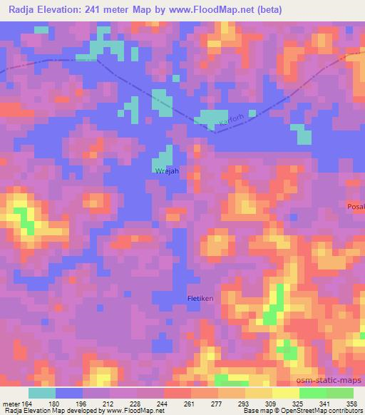 Radja,Liberia Elevation Map