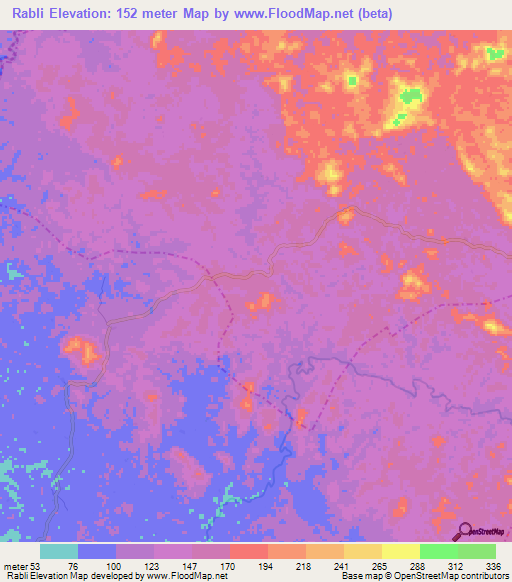 Rabli,Liberia Elevation Map