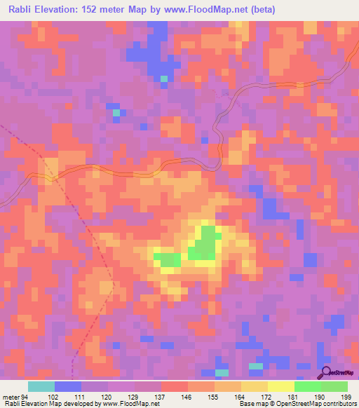 Rabli,Liberia Elevation Map