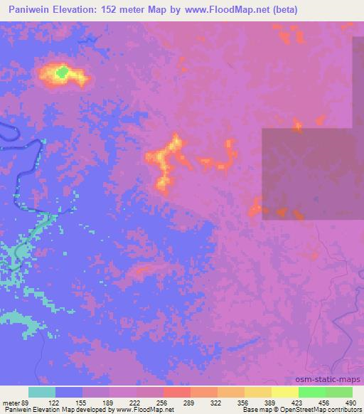 Paniwein,Liberia Elevation Map