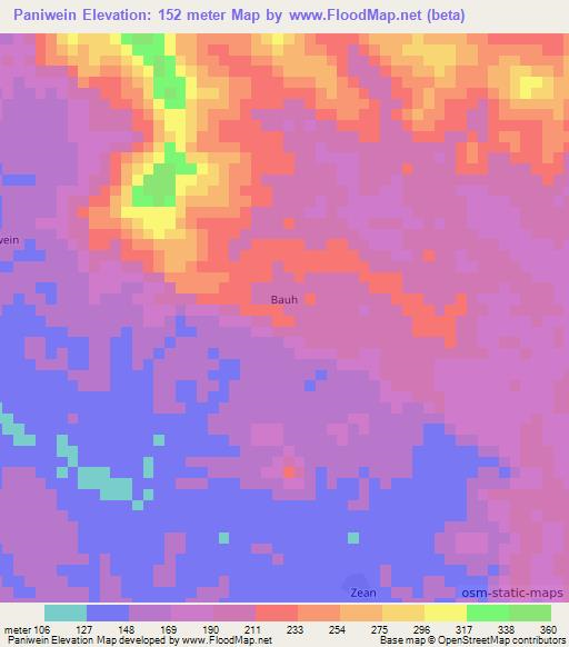 Paniwein,Liberia Elevation Map
