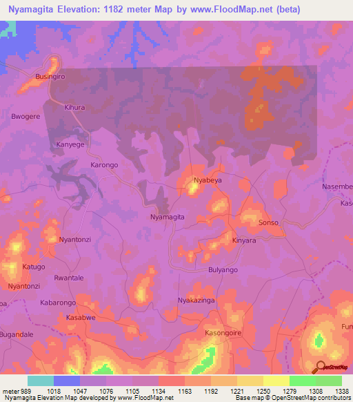Nyamagita,Uganda Elevation Map