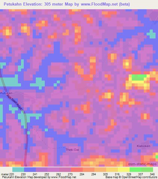 Petukahn,Liberia Elevation Map