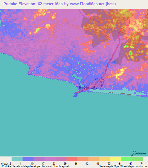 Puduke,Liberia Elevation Map