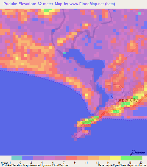 Puduke,Liberia Elevation Map