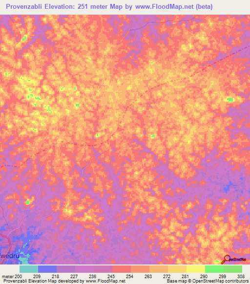 Provenzabli,Liberia Elevation Map