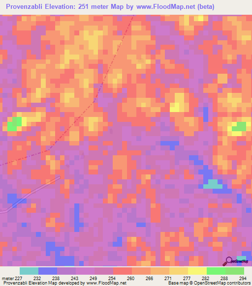 Provenzabli,Liberia Elevation Map