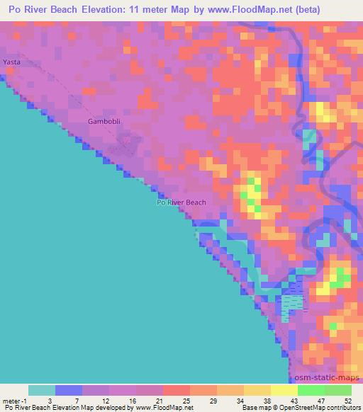 Po River Beach,Liberia Elevation Map