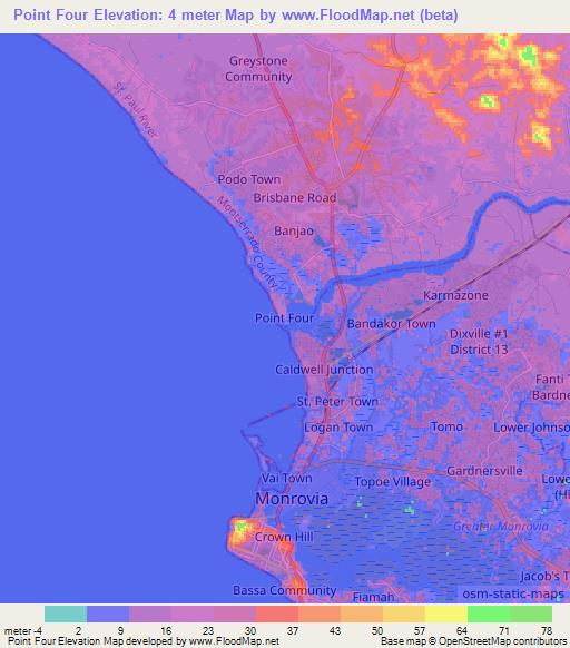 Point Four,Liberia Elevation Map