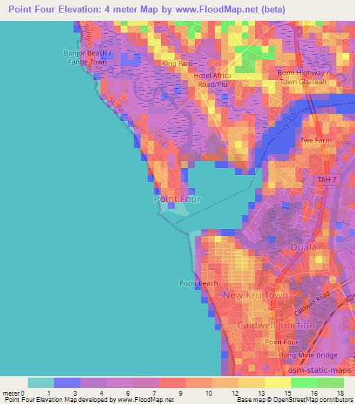 Point Four,Liberia Elevation Map