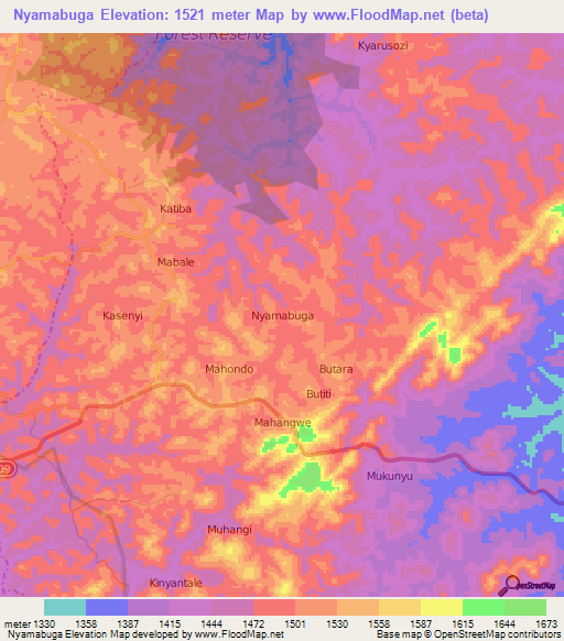 Nyamabuga,Uganda Elevation Map