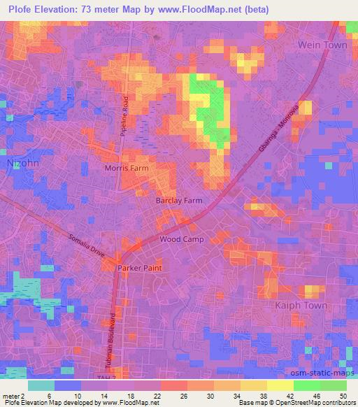 Plofe,Liberia Elevation Map