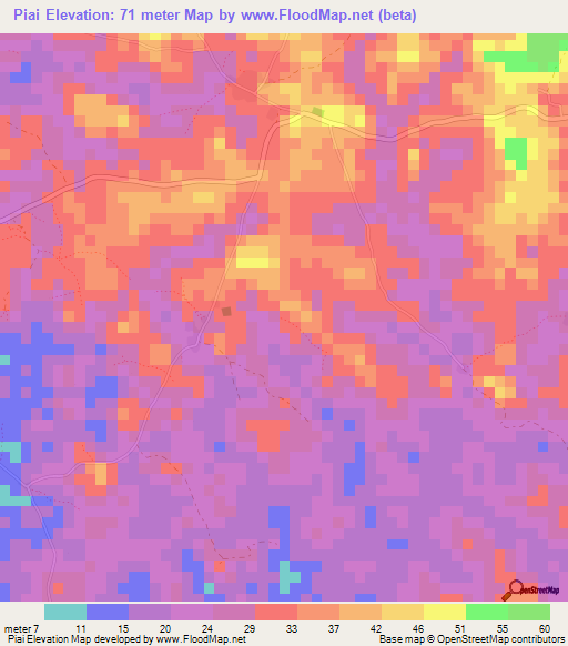Piai,Liberia Elevation Map