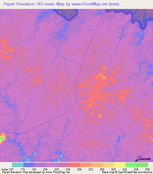 Payeh,Liberia Elevation Map