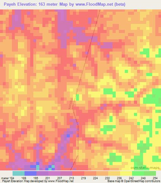 Payeh,Liberia Elevation Map
