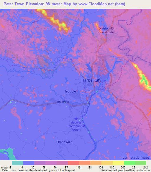 Peter Town,Liberia Elevation Map