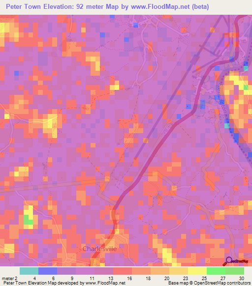 Peter Town,Liberia Elevation Map