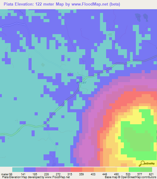 Piata,Liberia Elevation Map