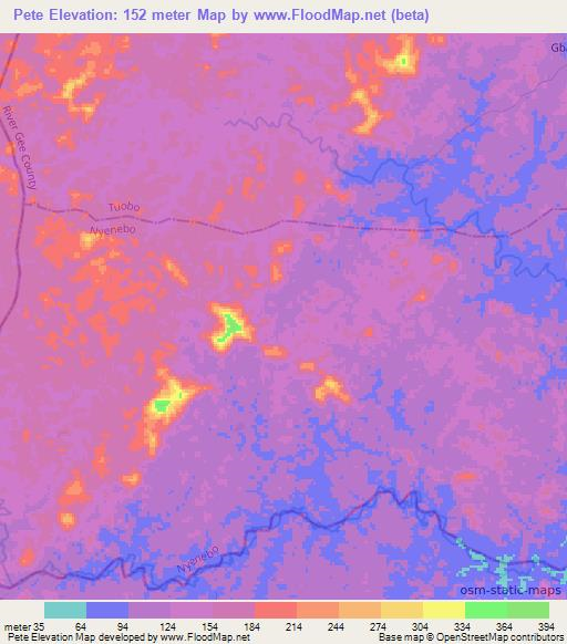 Pete,Liberia Elevation Map