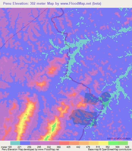 Penu,Liberia Elevation Map