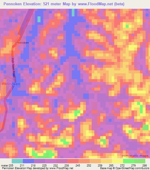 Pennoken,Liberia Elevation Map