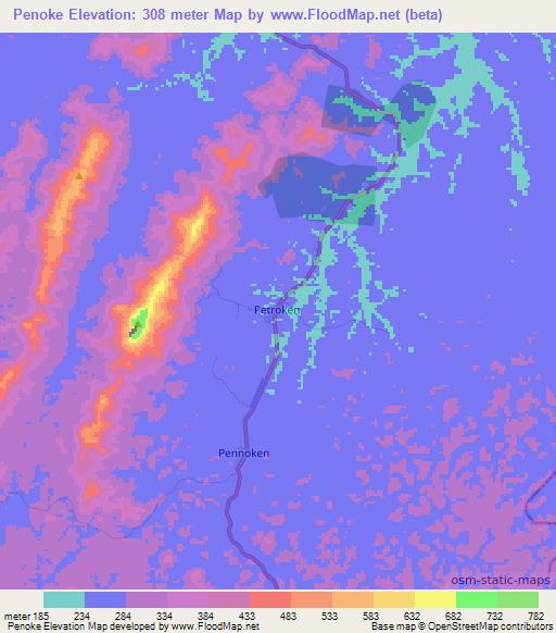 Penoke,Liberia Elevation Map