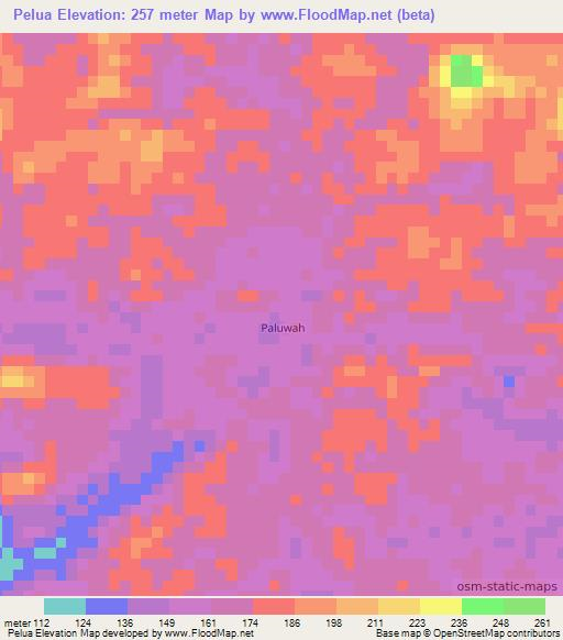 Pelua,Liberia Elevation Map