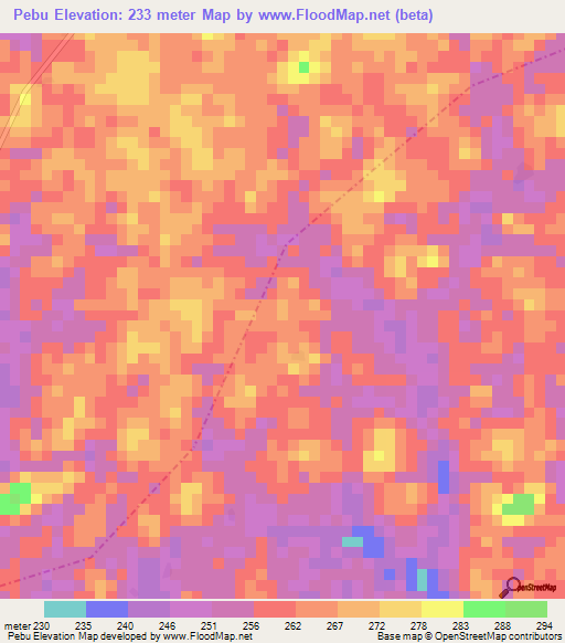 Pebu,Liberia Elevation Map