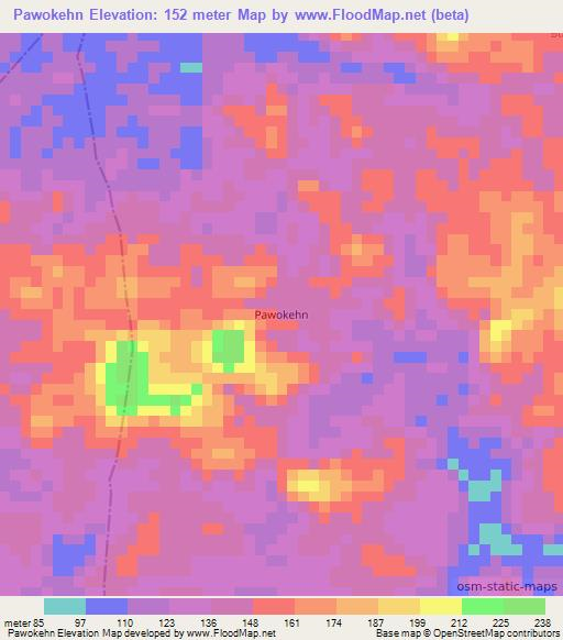 Pawokehn,Liberia Elevation Map