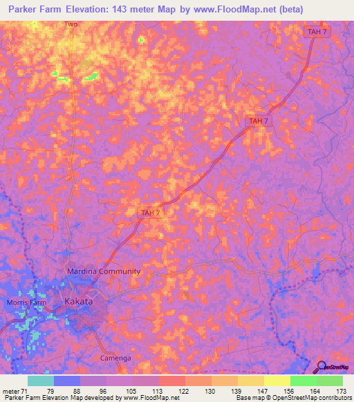 Parker Farm,Liberia Elevation Map