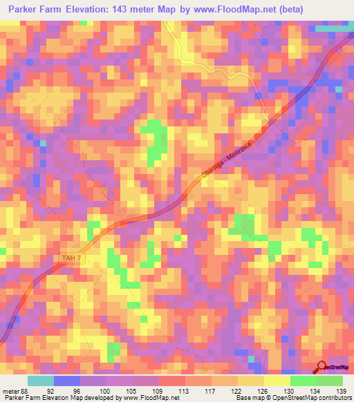 Parker Farm,Liberia Elevation Map