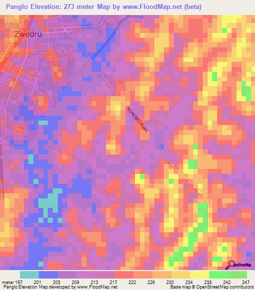 Panglo,Liberia Elevation Map