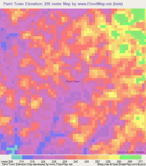 Pami Town,Liberia Elevation Map