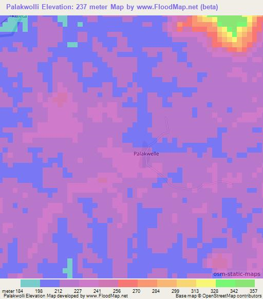 Palakwolli,Liberia Elevation Map