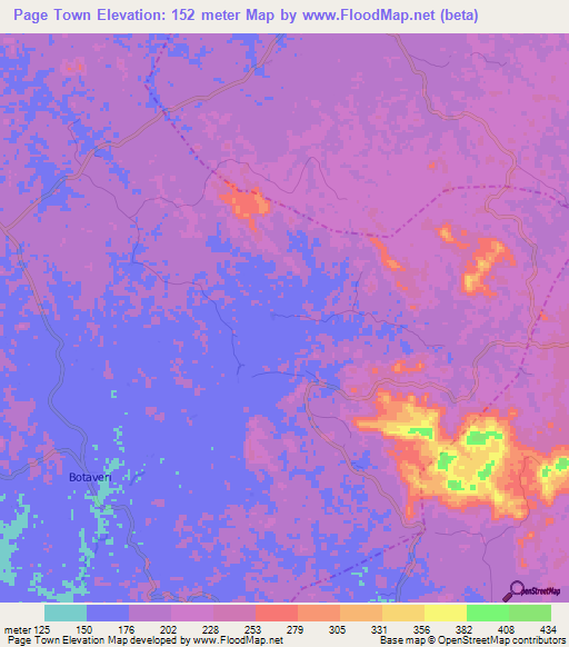 Page Town,Liberia Elevation Map