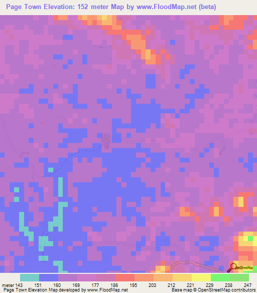 Page Town,Liberia Elevation Map