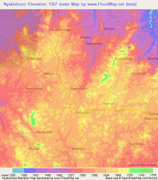 Nyakishozo,Uganda Elevation Map