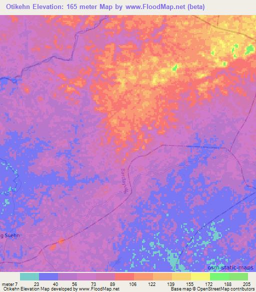 Otikehn,Liberia Elevation Map