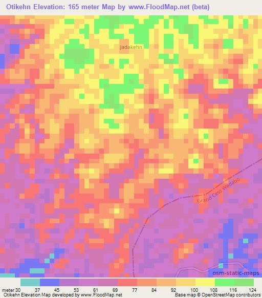 Otikehn,Liberia Elevation Map