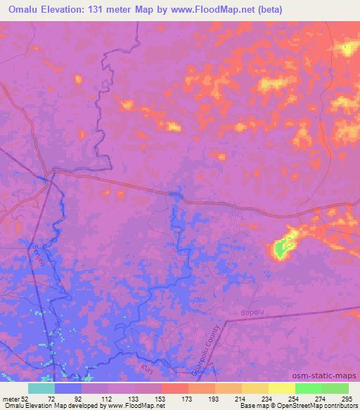 Omalu,Liberia Elevation Map