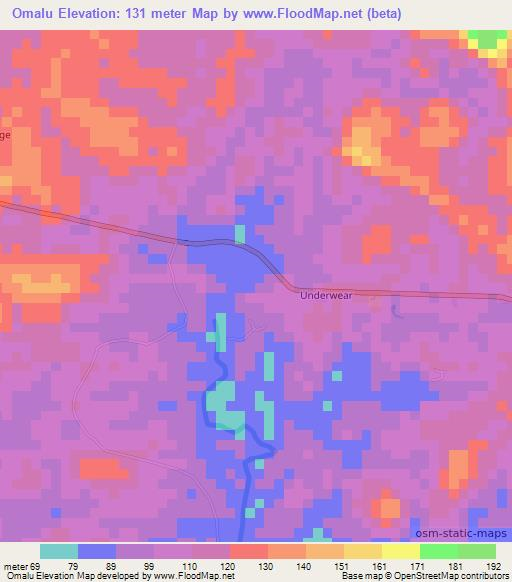 Omalu,Liberia Elevation Map