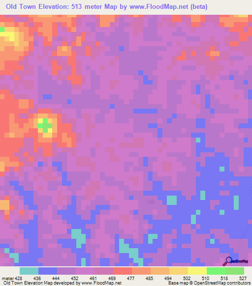 Old Town,Liberia Elevation Map