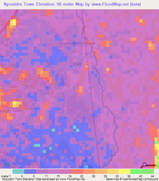 Nyoulehn Town,Liberia Elevation Map