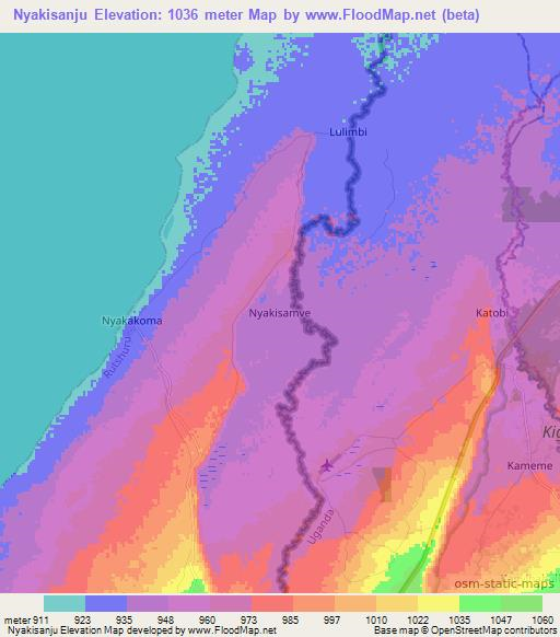Nyakisanju,Uganda Elevation Map