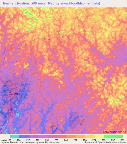 Nyame,Liberia Elevation Map