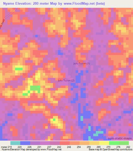 Nyame,Liberia Elevation Map