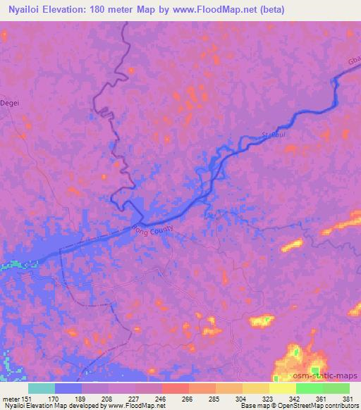 Nyailoi,Liberia Elevation Map