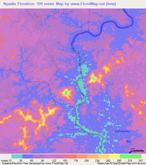 Nyaake,Liberia Elevation Map
