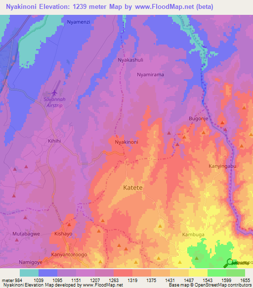 Nyakinoni,Uganda Elevation Map