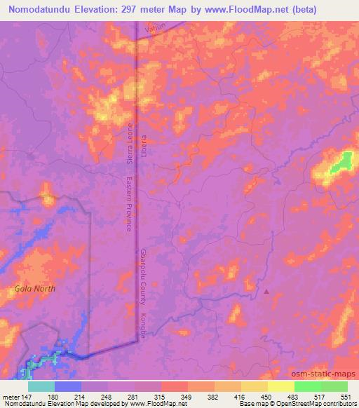 Nomodatundu,Liberia Elevation Map